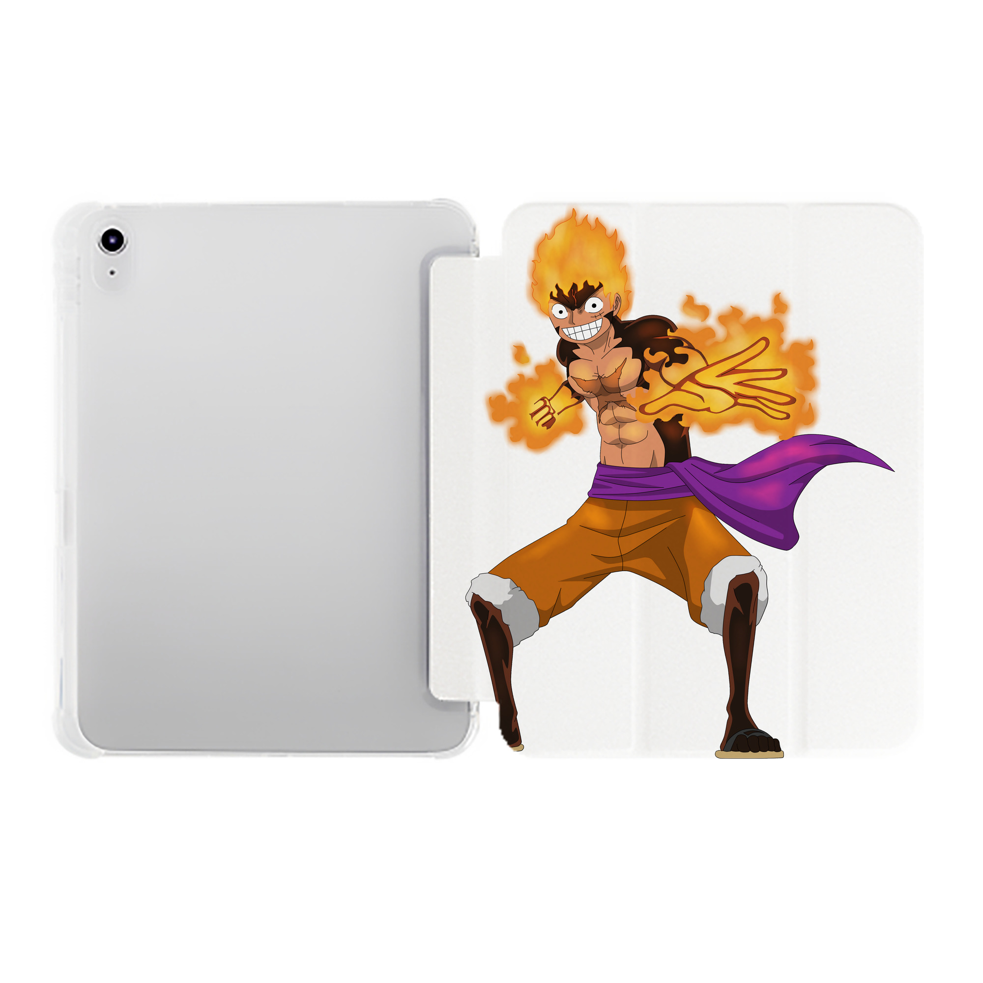 （画像用） ワンピース モンキー・D・ルフィ ONE PIECE Monkey D. Luffy IPad ケース ペン収納付き 三つ折りスタンド PUレザー×シリコン 対応機種9.5/10.5/10.9インチ